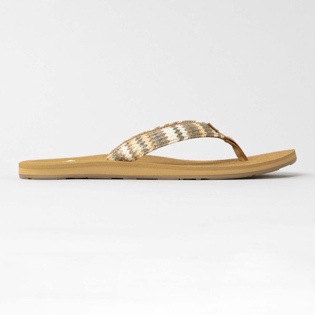 Women's flip-flops - Porto beige raffia